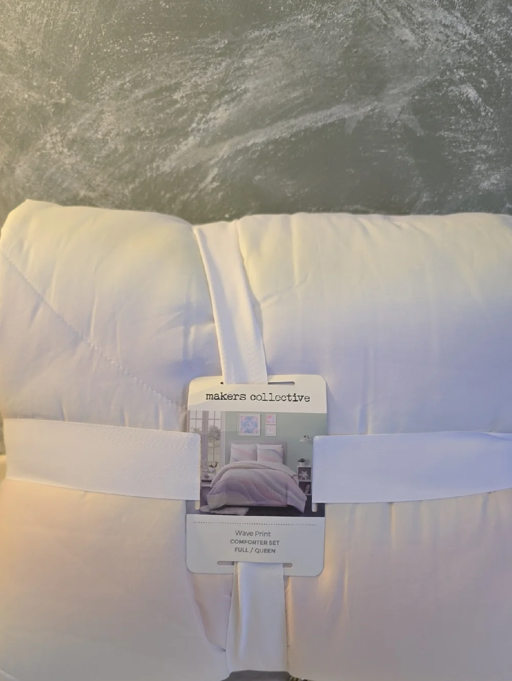 Wave Print Comforter & 2 Standard Shams Set - Pastel Multicolor (Full/Queen) New